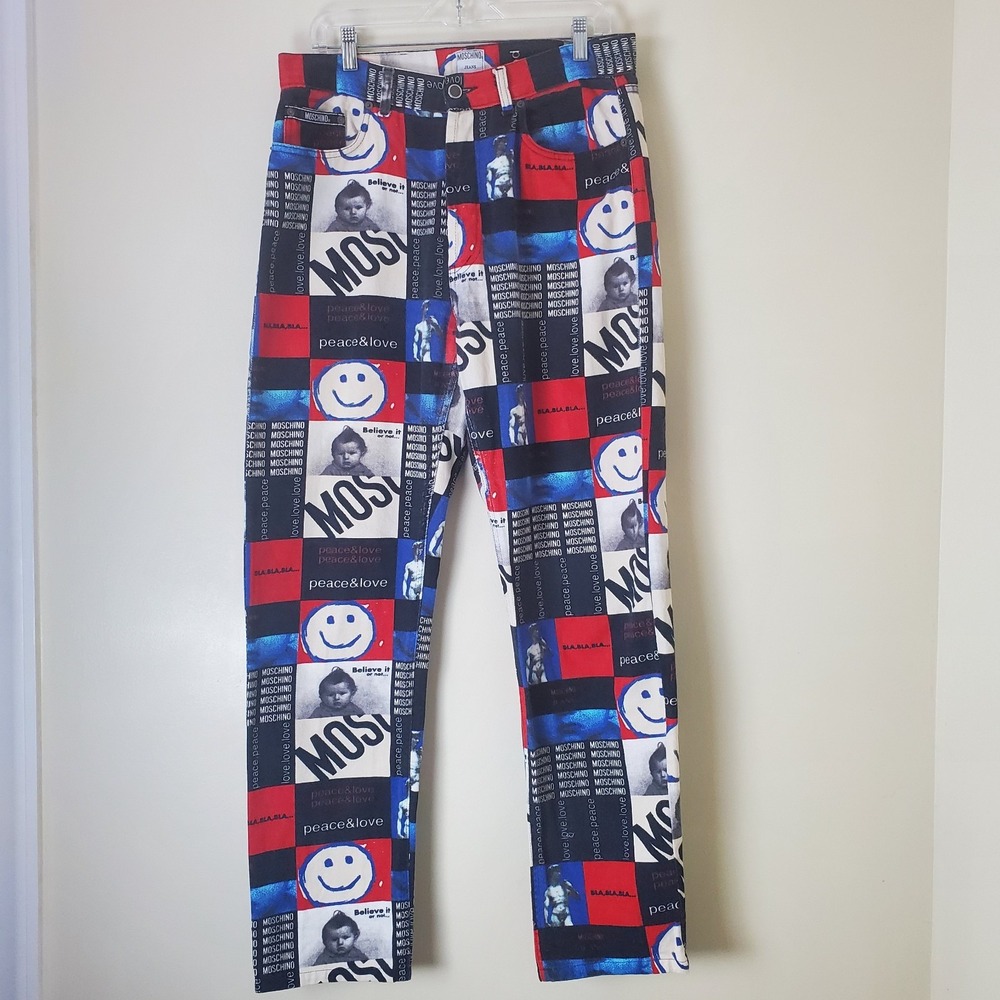 Vintage Moschino Jeans Peace Love 90's Y2K Michaelangelo David Pop Art Believe